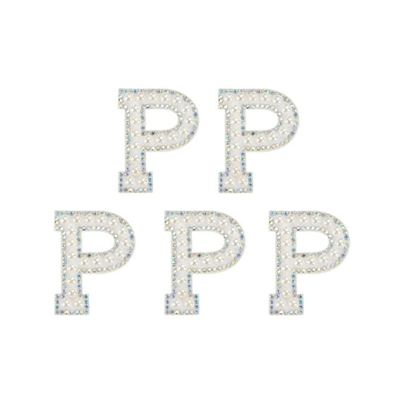 Uxcell Iron on Letter P Patch Colored Rhinestone Shiny Pearl English Alphabet Sewing Patch 5 Pack