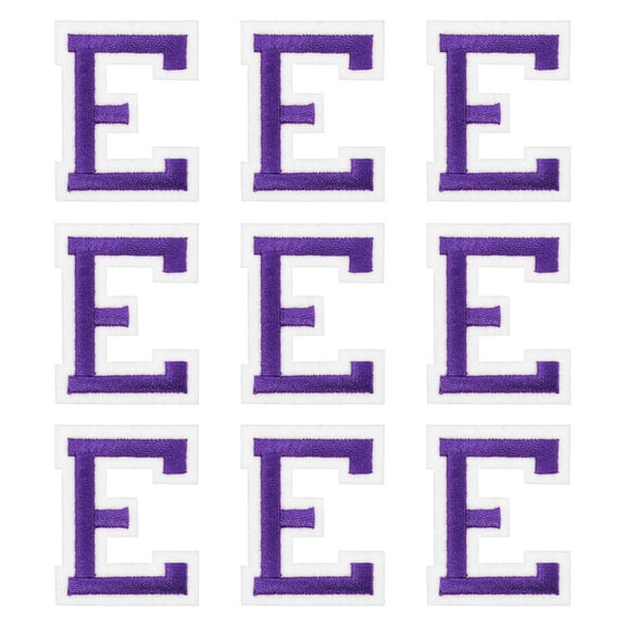 Uxcell Iron on Letter Patches 2" Alphabet E Iron on Embroidered Patch for Clothing Repair(Purple, Pack of 9)