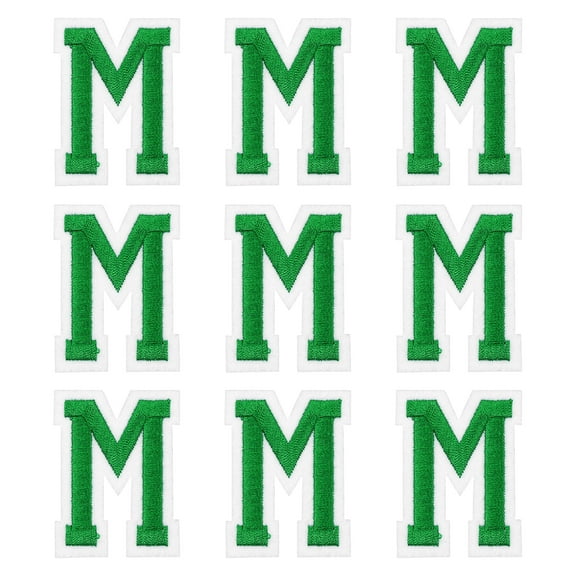 Uxcell Iron on Letter Patches 2" Alphabet M Iron on Embroidered Patch for Clothing Repair(Green, Pack of 9)