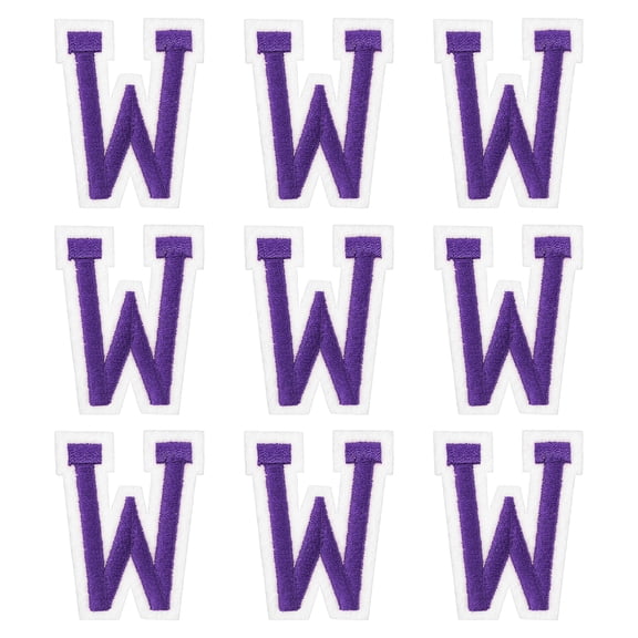 Uxcell Iron on Letter Patches 2" Alphabet W Iron on Embroidered Patch for Clothing Repair(Purple, Pack of 9)