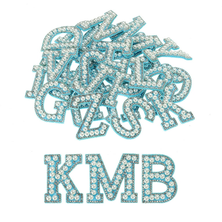 36 Piece Iron-on Pearl Rhinestone Letters & Numbers - White Chenille Alphabet Patches For Clothing