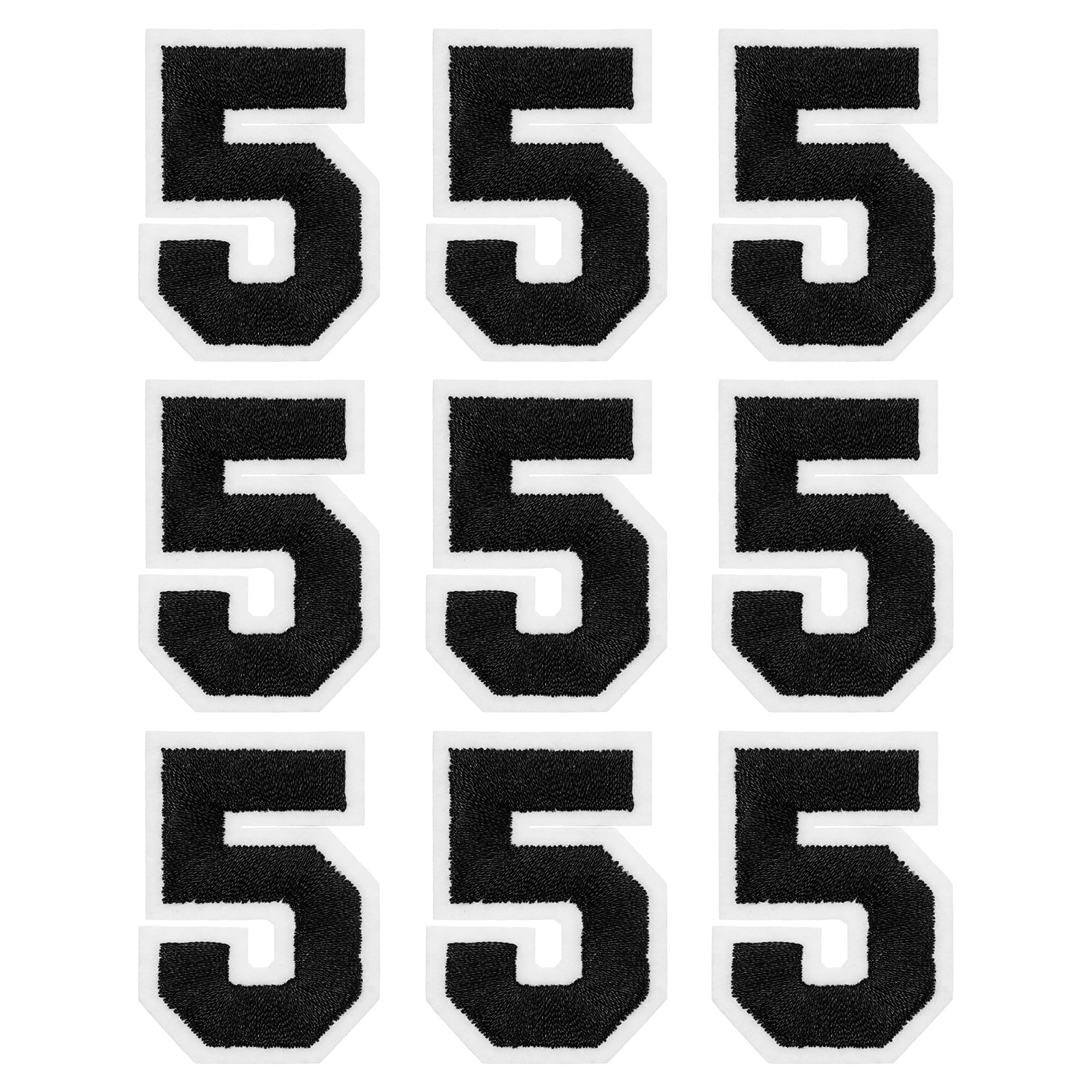 Uxcell Iron on Number Patches 2" Number 5 Embroidered Patch (Black, Pack of 9)