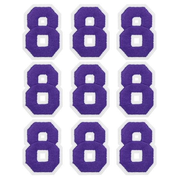 Uxcell Iron on Number Patches 2" Number 8 Embroidered Patch (Purple, Pack of 9)
