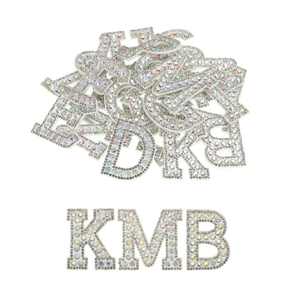 Uxcell Iron on Patch Decorative A-Z Colored Glitter Alphabet Applique Rhinestone English Letter 26Pack