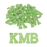 Uxcell Iron on Patch Decorative A-Z Green Glitter Alphabet Applique Rhinestone English Letter 26 Pack