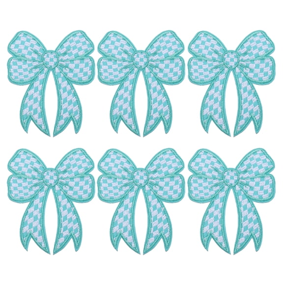 Uxcell Iron on Patches, Checkered Bow Knot Patches Embroidered Patches Decorative Applique Green