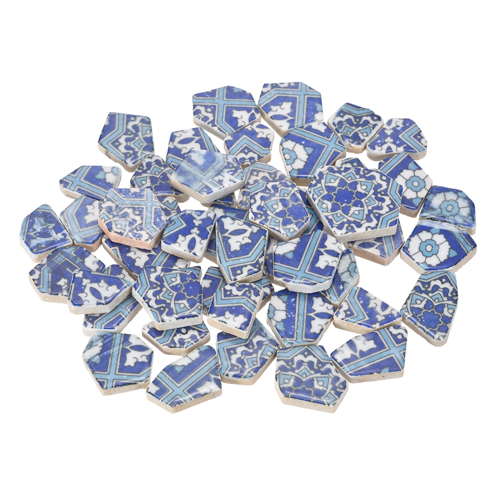 Uxcell Irregular Ceramic Mosaic Tiles, 300g/0.7lb Broken Porcelain Mosaic Tiles Bulk Irregular Glazed for DIY Art Craft Making Home Decor, Dark Blue/Blue