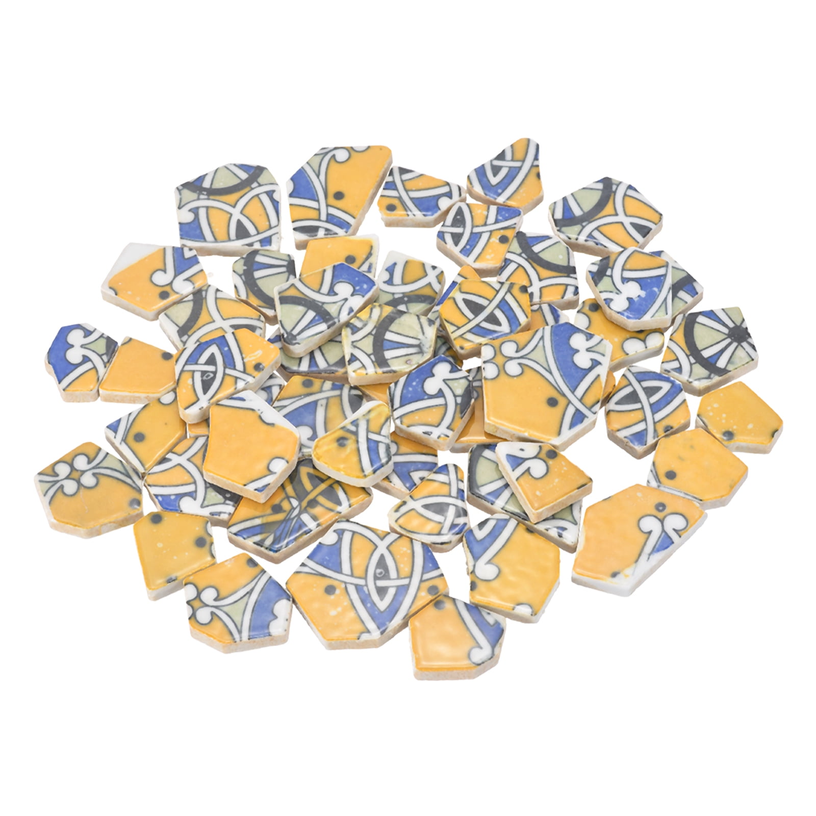 Uxcell Irregular Ceramic Mosaic Tiles, 300g/0.7lb Broken Porcelain Mosaic Tiles Bulk Irregular Glazed for DIY Art Craft Making Home Decor, Yellow Series