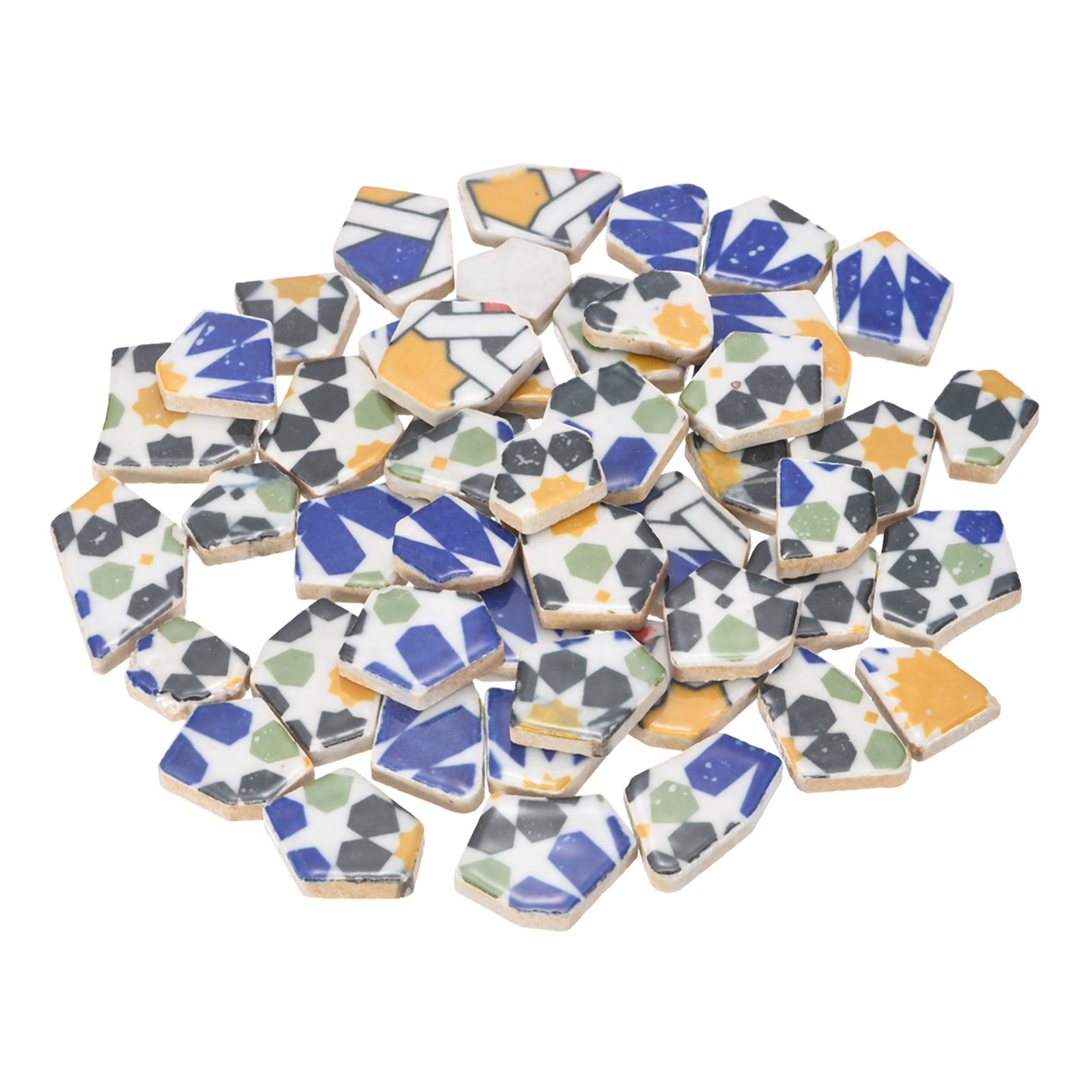 Uxcell Irregular Ceramic Mosaic Tiles, 300g/0.7lb Broken Porcelain Mosaic Tiles Bulk Irregular Glazed for DIY Art Craft Making Home Decor, Blue/Black