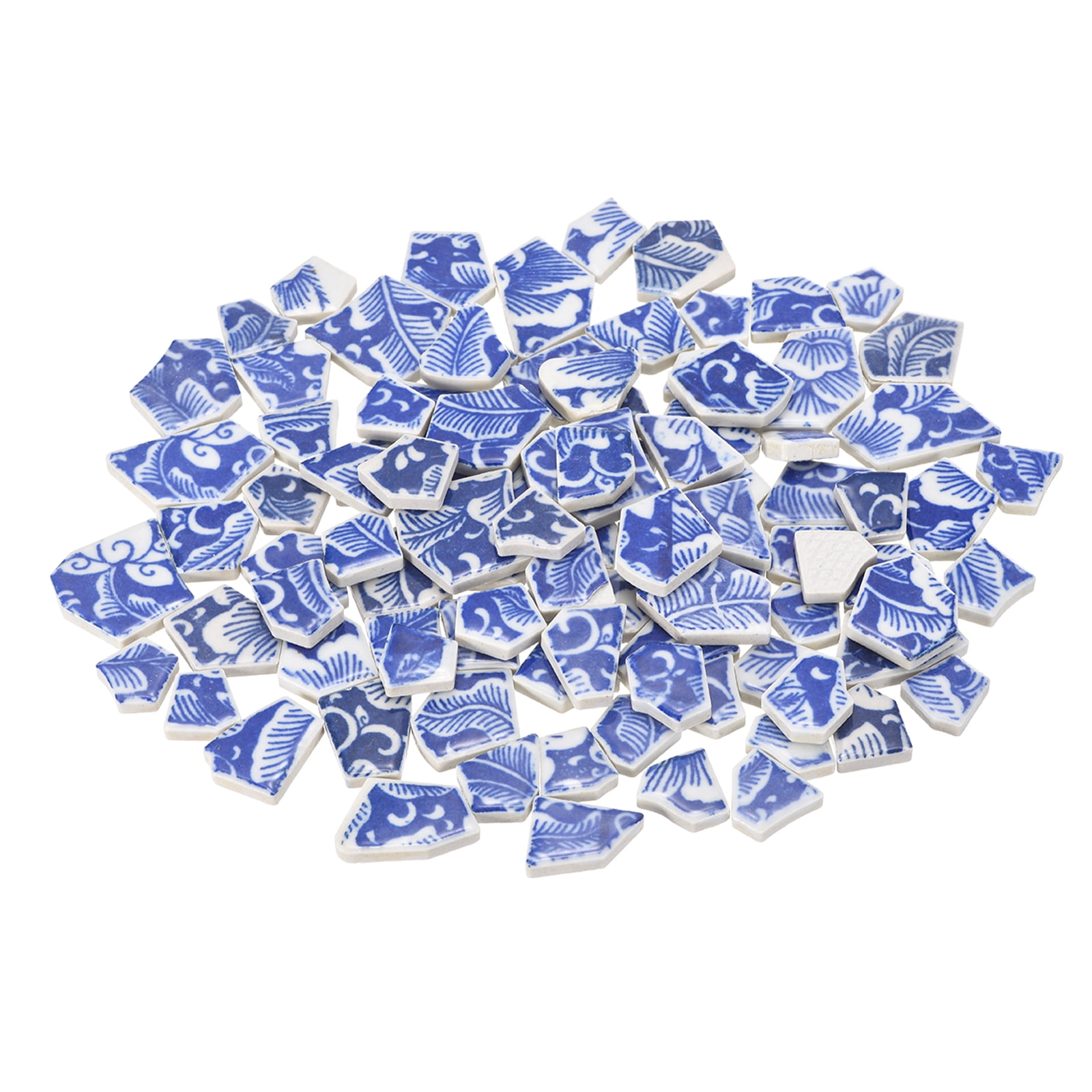Uxcell Irregular Ceramic Mosaic Tiles, 500g/1.1lb Broken Porcelain Mosaic Tiles Bulk Irregular Glazed for DIY Art Craft Making Home Decor, Blue Series