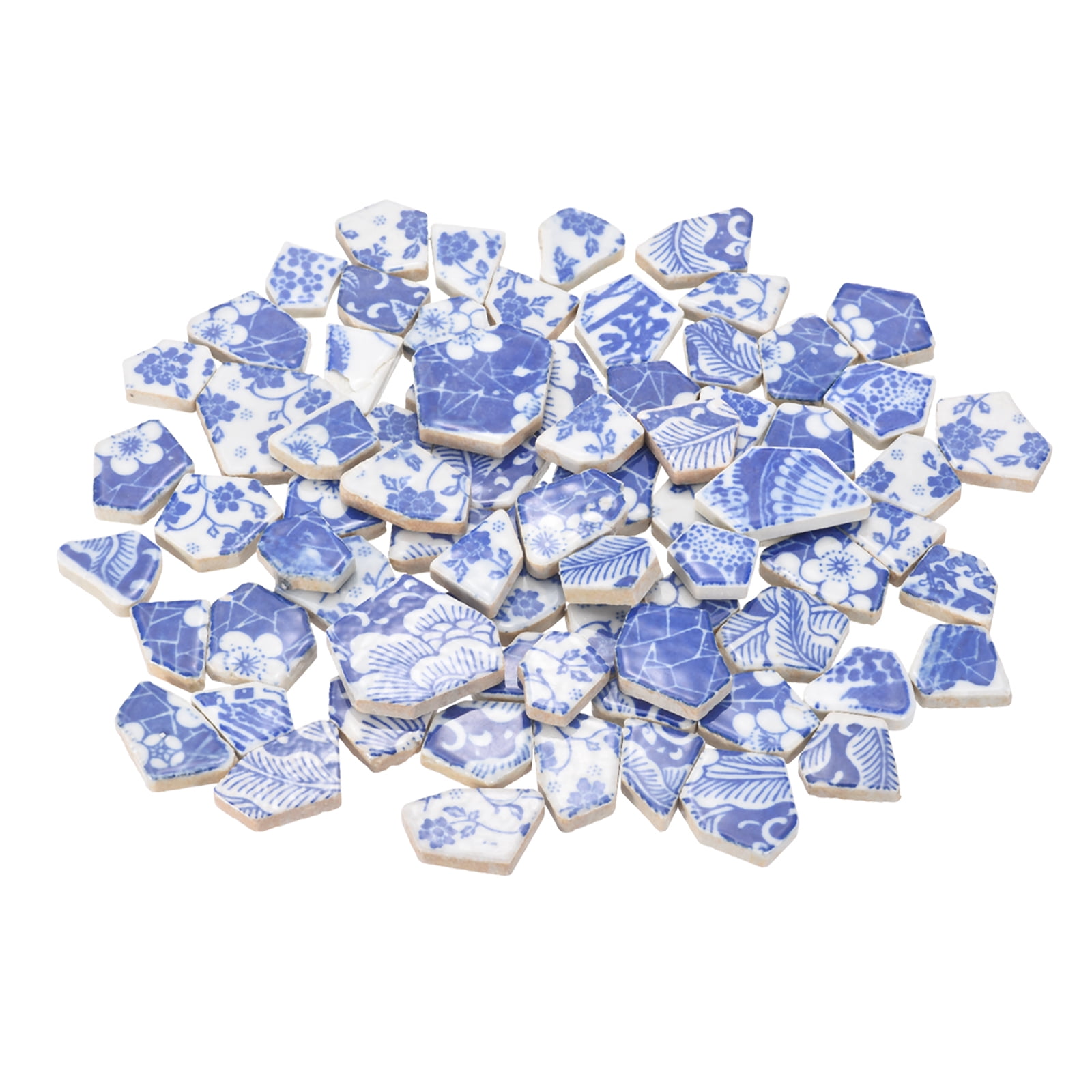 Uxcell Irregular Ceramic Mosaic Tiles, 500g/1.1lb Broken Porcelain Mosaic Tiles Bulk Irregular Glazed for DIY Art Craft Making Home Decor, Blue/White Series
