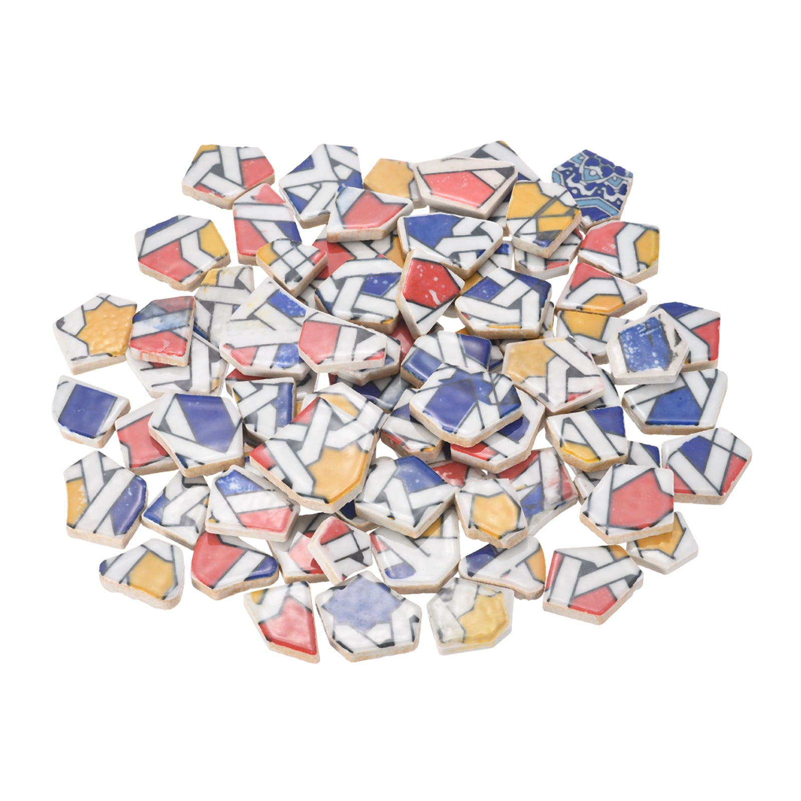 Uxcell Irregular Ceramic Mosaic Tiles, 500g/1.1lb Broken Porcelain Mosaic Tiles Bulk Irregular Glazed for DIY Art Craft Making Home Decor, Red/Yellow/Blue