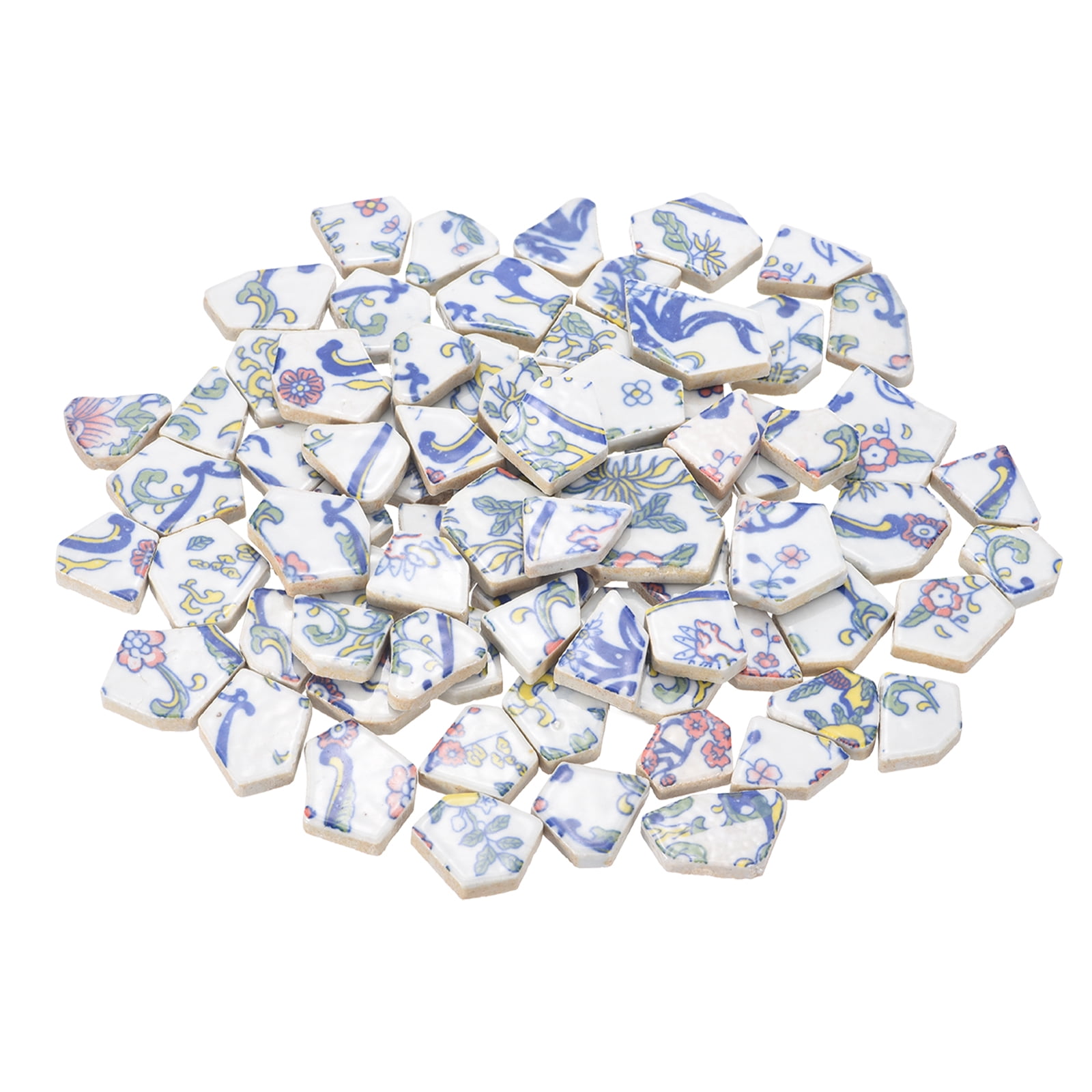 Uxcell Irregular Ceramic Mosaic Tiles, 500g/1.1lb Broken Porcelain Mosaic Tiles Bulk Irregular Glazed for DIY Art Craft Making Home Decor, White Colorful