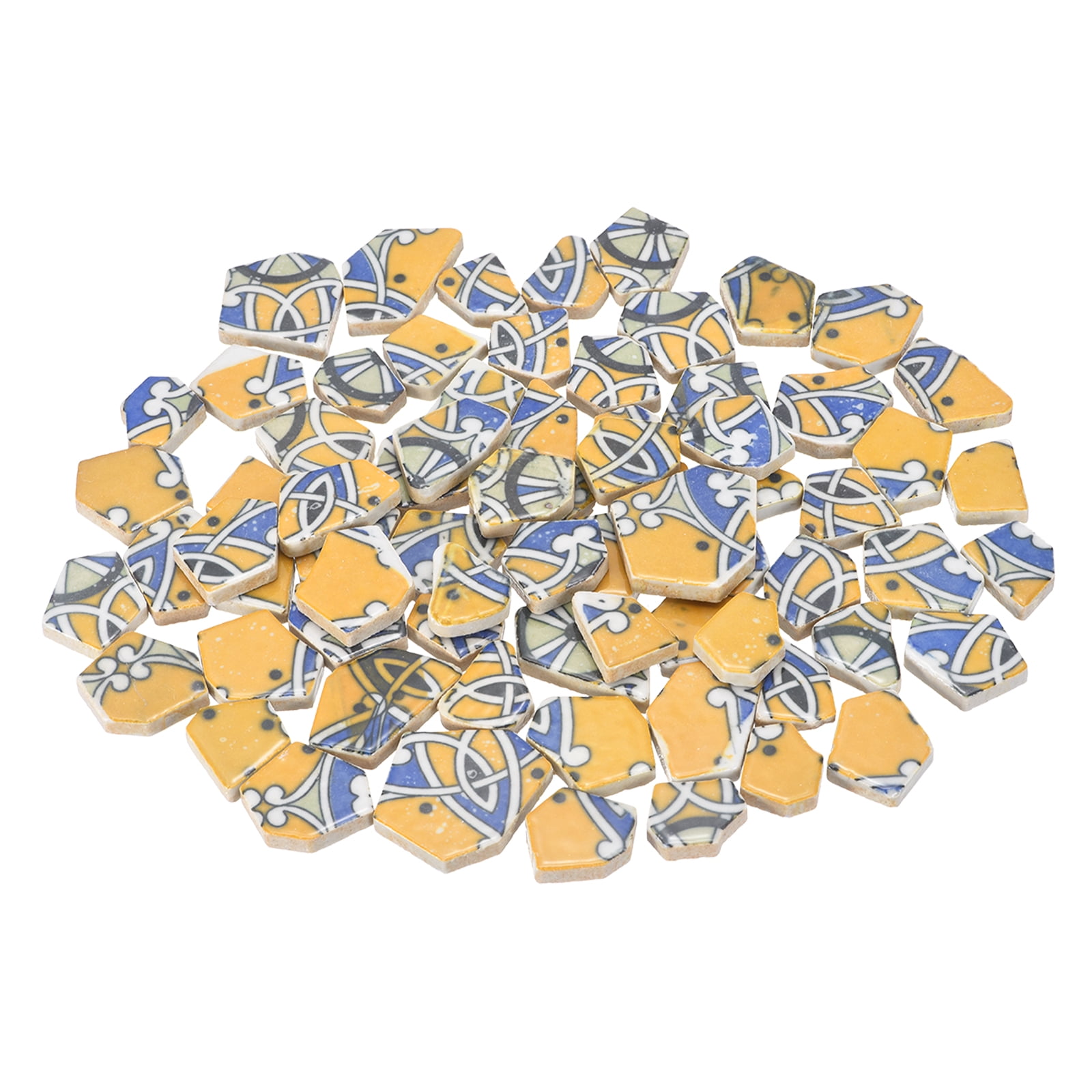 Uxcell Irregular Ceramic Mosaic Tiles, 500g/1.1lb Broken Porcelain Mosaic Tiles Bulk Irregular Glazed for DIY Art Craft Making Home Decor, Yellow Series