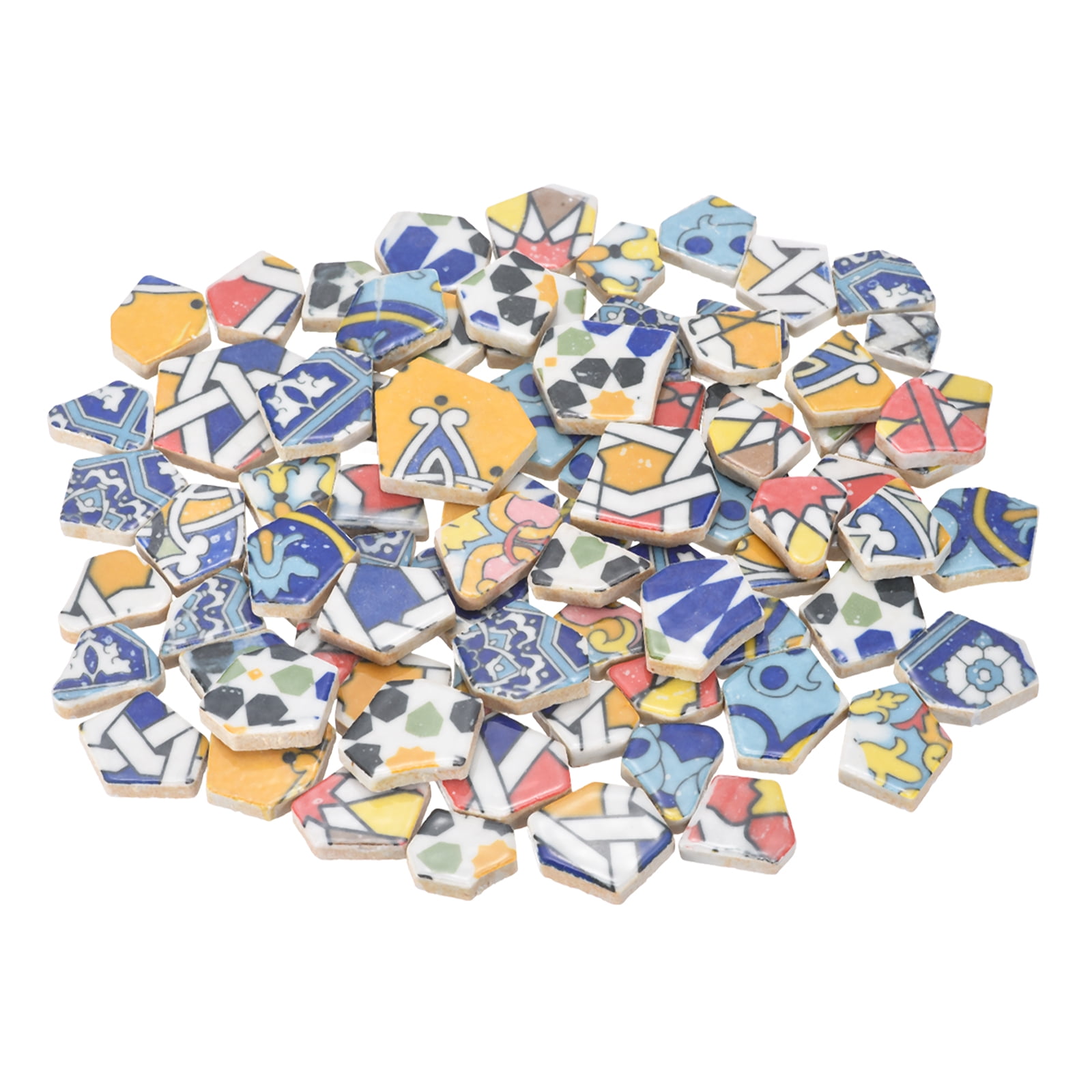 Uxcell Irregular Ceramic Mosaic Tiles, 500g/1.1lb Broken Porcelain Mosaic Tiles Bulk Irregular Glazed for DIY Art Craft Making Home Decor, Multicolor