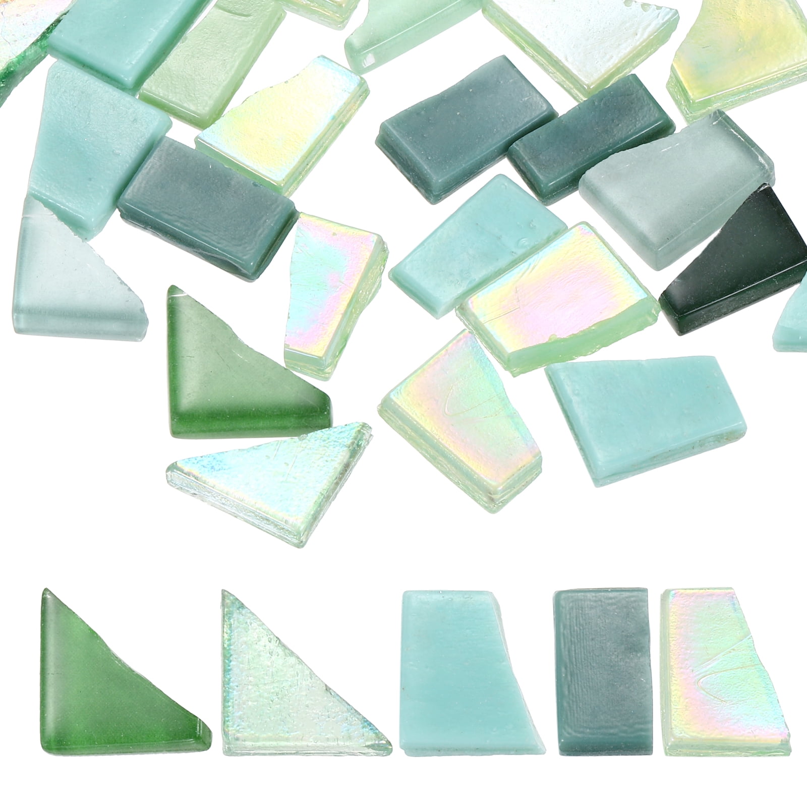 Uxcell Irregular Glass Mosaic Tiles, 500g/1.1LB Irregular Stained Glass Sheets Broken Mosaic Pieces Tiles Supplies Kit Bulk for DIY Art Craft Making Home Decor, Green Series
