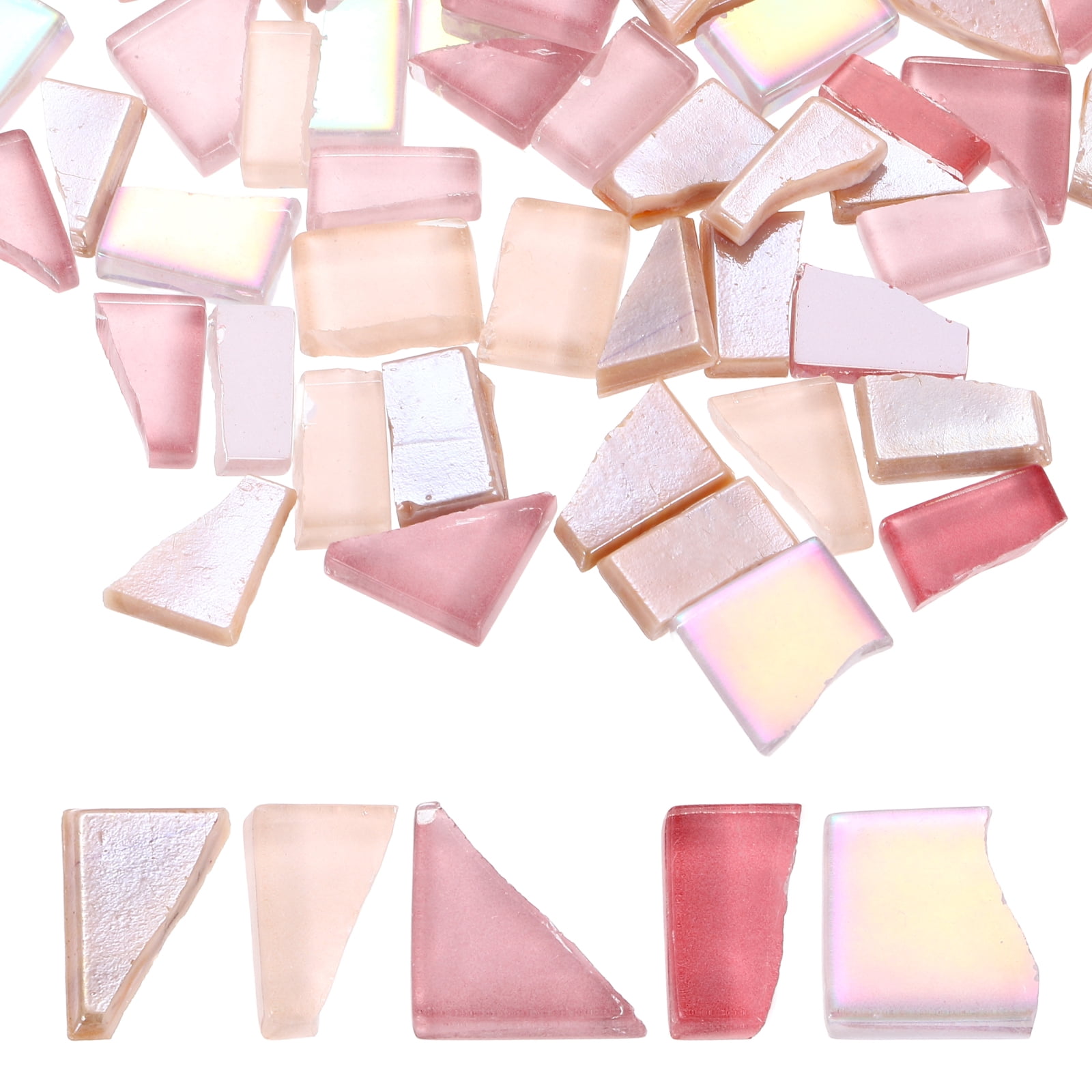 Uxcell Irregular Glass Mosaic Tiles, 500g/1.1LB Irregular Stained Glass Sheets Broken Mosaic Pieces Tiles Supplies Kit Bulk for DIY Art Craft Making Home Decor, Pink Series