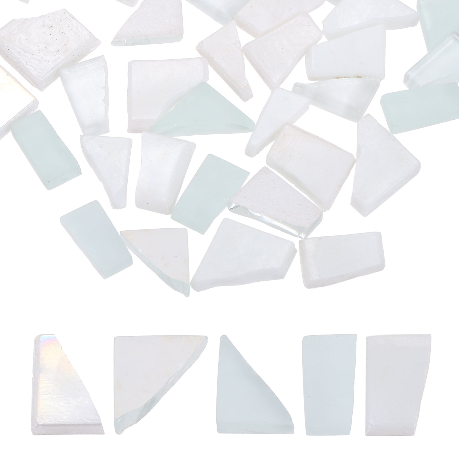 Uxcell Irregular Glass Mosaic Tiles, 500g/1.1LB Irregular Stained Glass Sheets Broken Mosaic Pieces Tiles Supplies Kit Bulk for DIY Art Craft Making Home Decor, White Series