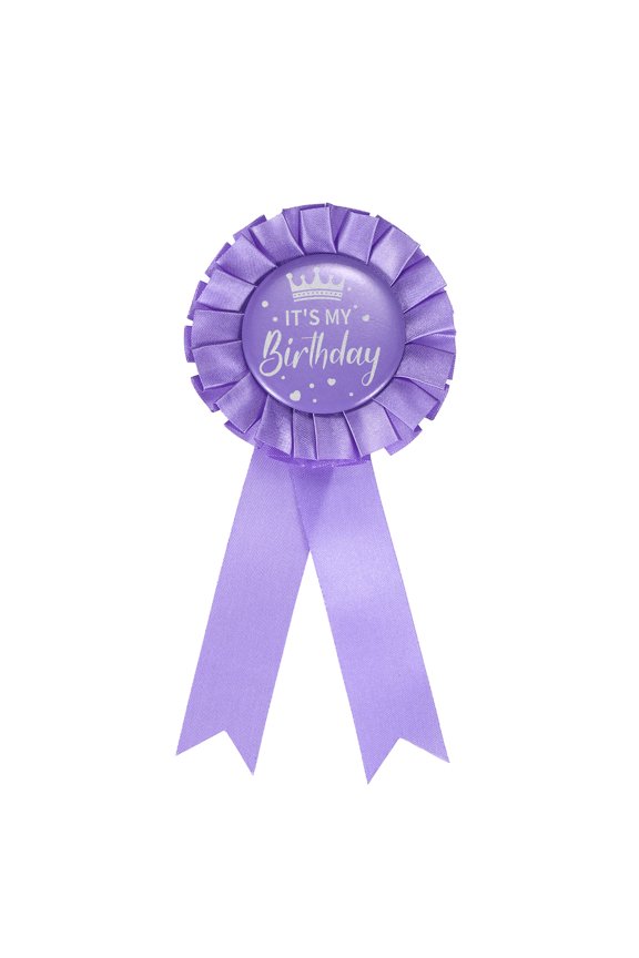 It's My Birthday Ribbon Birthday Badge Pin Tinplate Brooch Pin for Women Men Party Decorations Purple