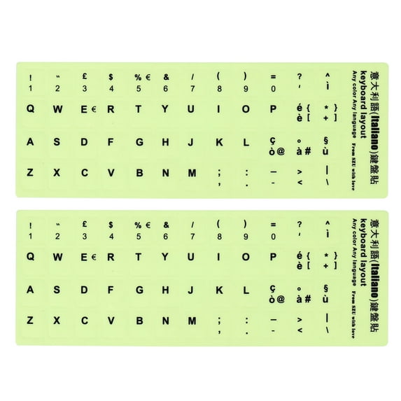 Uxcell Italian Keyboard Stickers Glow in the Dark Luminous Keyboard Replacement Cover, Black Lettering 2pcs