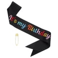 thumbnail image 1 of Uxcell It's My Birthday Glitters Sash for Women Party Favors Supplies Black Fantasy, 1 of 6