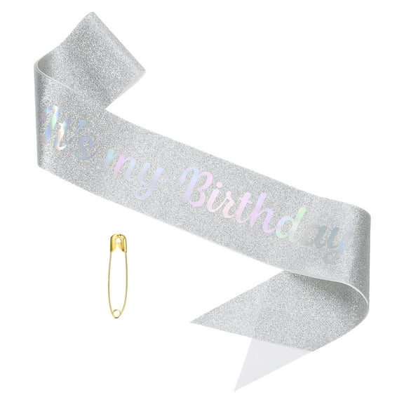 Uxcell It's My Birthday Glitters Sash for Women Party Favors Supplies Silver