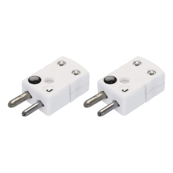 Uxcell J Type Ceramics Thermocouple Wire Connectors Male Plug Adapter Round Pin Temperature 600C(1112F) for Thermocouple Sensor Probe White with Black 2 Pack