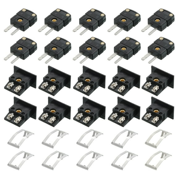 Uxcell J Type Thermocouple Wire Connectors Male Plug with Panel Mount Mini Socket 220C(428F) for Thermocouple Sensor 10 Set