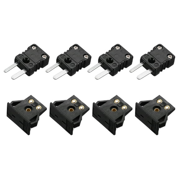 Uxcell J Type Thermocouple Wire Connectors Male Plug with Panel Mount Mini Socket 220C for Thermocouple Sensor 4 Set
