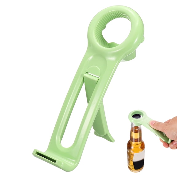 Uxcell Jar Key Lid Opener, Jar Lid Opener with Phone Stand Easy Grip Design Multifunctional Can Open Tool for Elderly Seniors Women Weak Hands Kitchen Use, Green