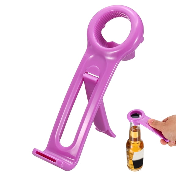 Uxcell Jar Key Lid Opener, Jar Lid Opener with Phone Stand Easy Grip Design Multifunctional Can Open Tool for Elderly Seniors Women Weak Hands Kitchen Use, Purple