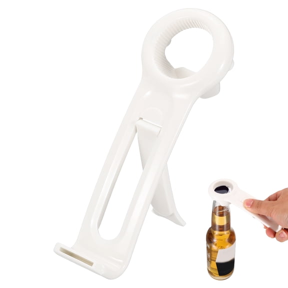 Uxcell Jar Key Lid Opener, Jar Lid Opener with Phone Stand Easy Grip Design Multifunctional Can Open Tool for Elderly Seniors Women Weak Hands Kitchen Use, White