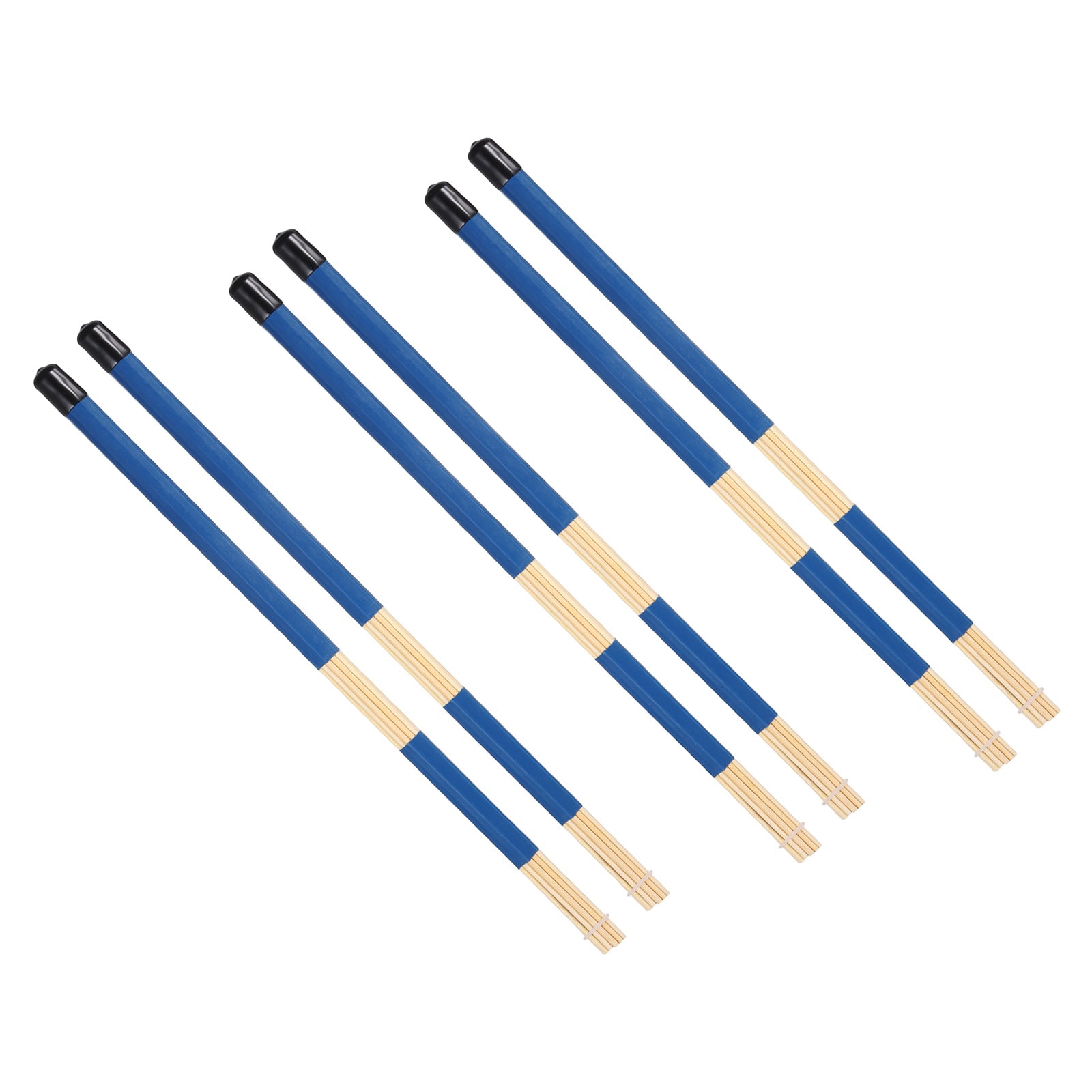 Uxcell Jazz Drum Sticks, 3 Pair Bamboo Rods Drum Brushes 19 Bundles Drumsticks for Jazz Folk Acoustic Performance Small Venue, Blue(Segmented)