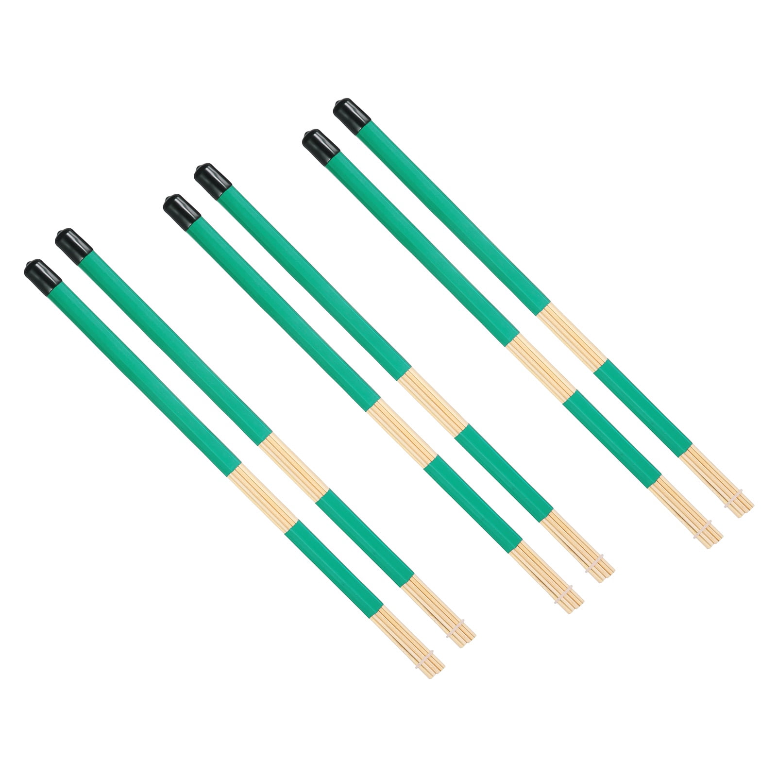 Uxcell Jazz Drum Sticks, 3 Pair Bamboo Rods Drum Brushes 19 Bundles Drumsticks for Jazz Folk Acoustic Performance Small Venue, Green(Segmented)
