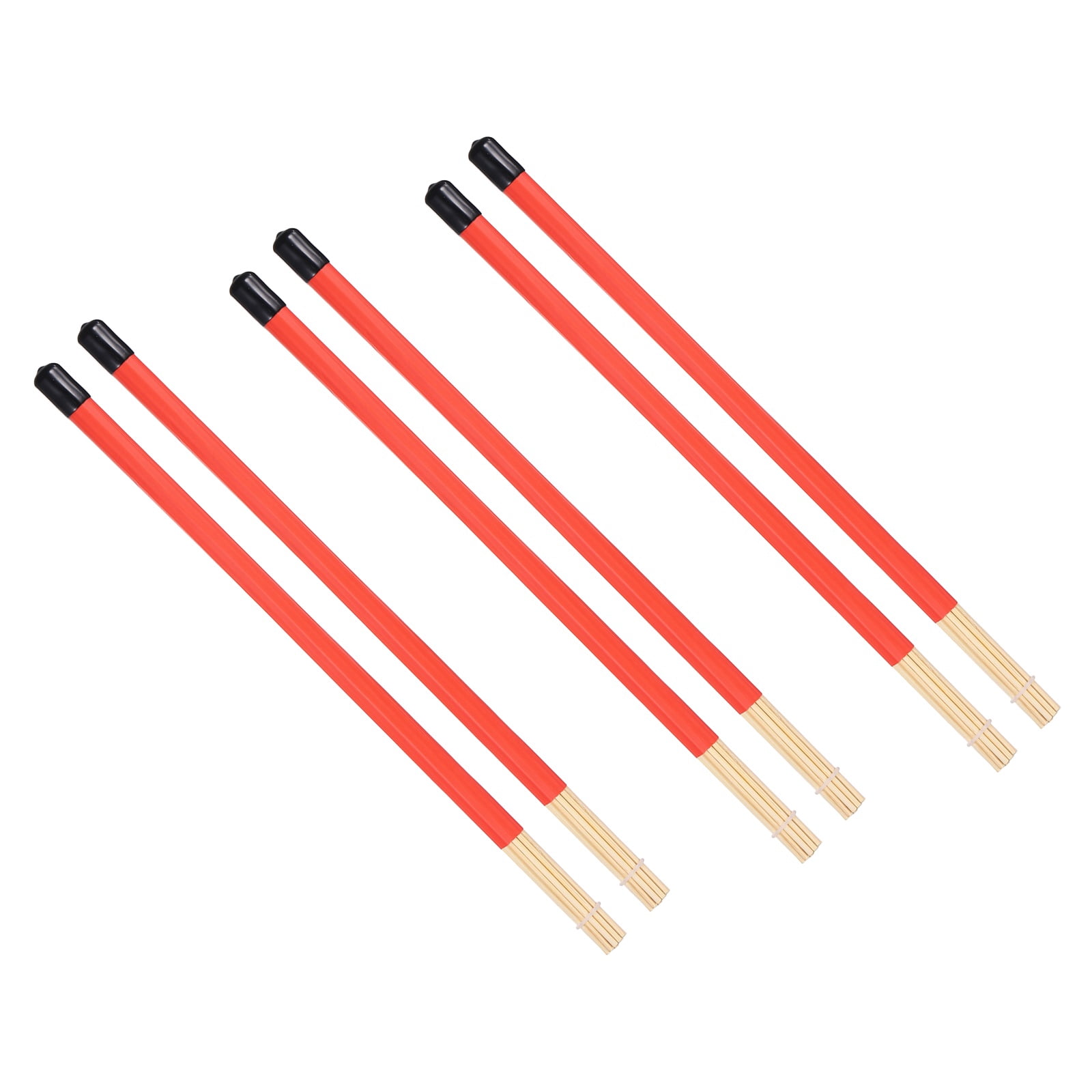 Uxcell Jazz Drum Sticks, 3 Pair Bamboo Rods Drum Brushes 19 Bundles Drumsticks for Jazz Folk Acoustic Performance Small Venue, Red(All Inclusive)