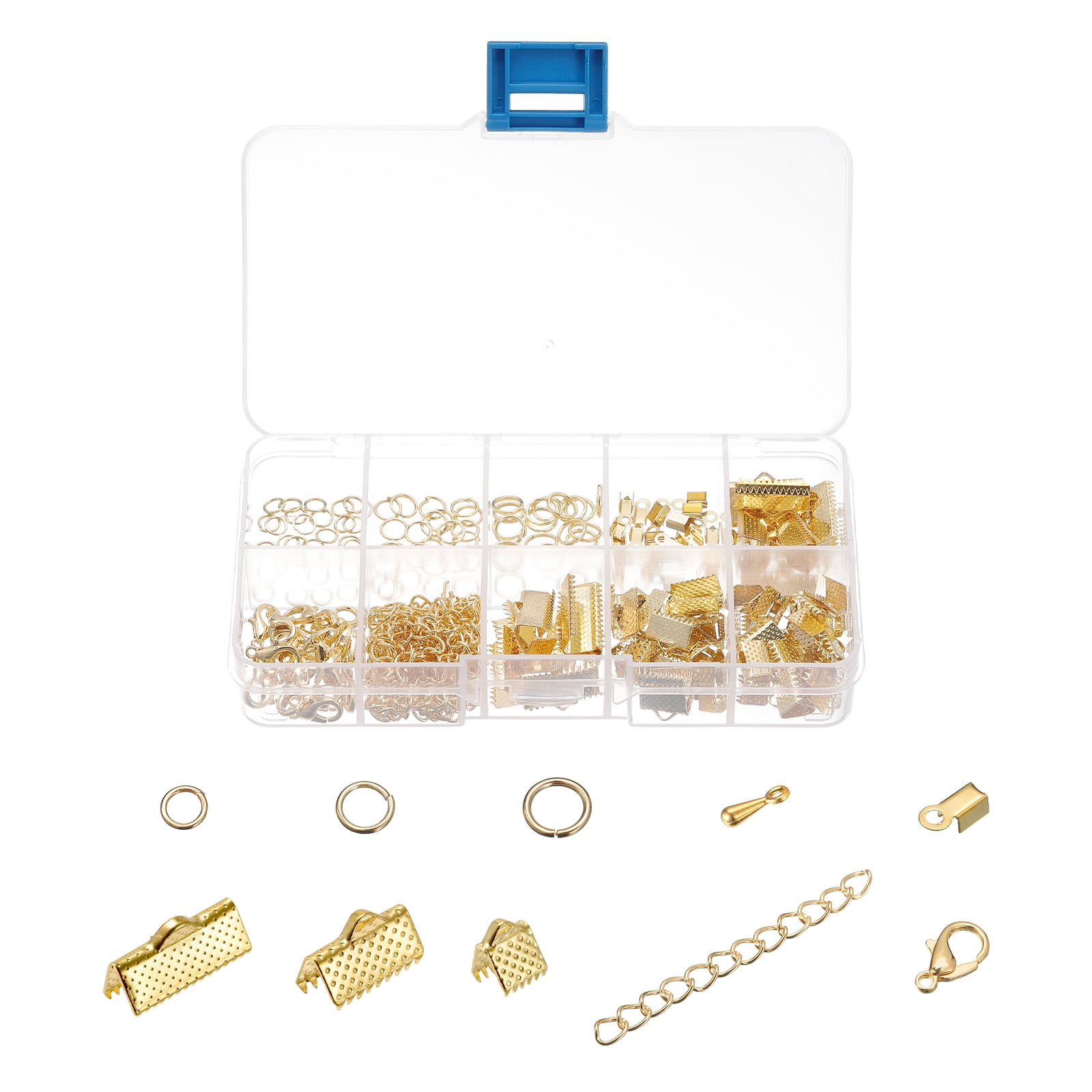 Uxcell Jewelry Findings Kit, Ribbon Crimp Clasp End with Lobster Claw
