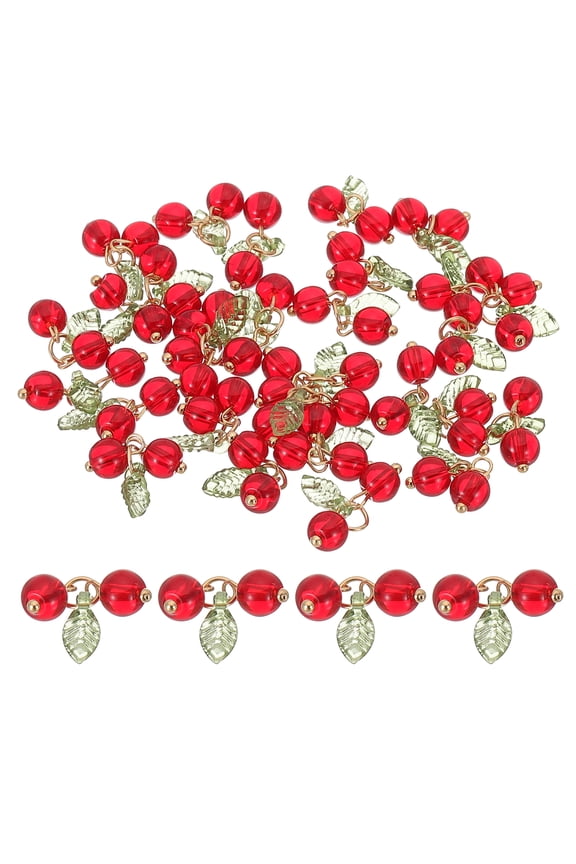 Jewelry Making Charm Bulk, 30 Pcs Acrylic Cherry Pendants DIY for Necklace, Bracelet, Earring Making, Red