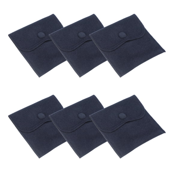 Uxcell Jewelry Pouch, Soft Velvet Pouches with Snap Button Portable Storage for Rings Necklace Bracelet Earring Dark Blue 4x4 Inch