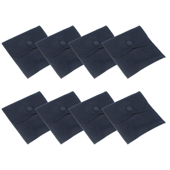 Uxcell Jewelry Pouch, Soft Velvet Pouches with Snap Button Portable Storage for Rings Necklace Bracelet Watch Dark Blue 4x4 Inch