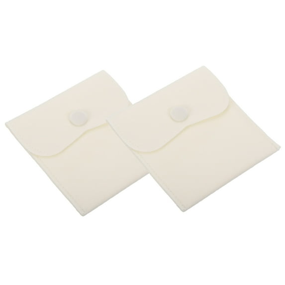 Uxcell Jewelry Pouch Velvet Pouches Snap Button Jewelry Storage Bags Present Pouch Beige