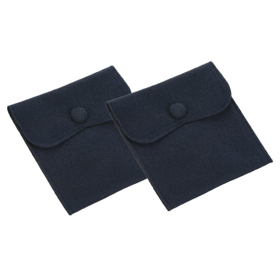 Uxcell Jewelry Pouch Velvet Pouches Snap Button Jewelry Storage Bags Present Pouch Dark Blue