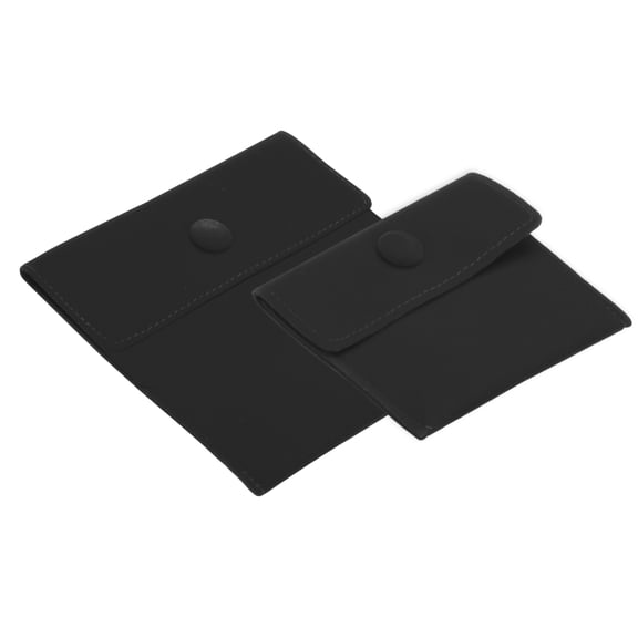 Uxcell Jewelry Pouches, 2Pcs Soft Velvet with Snap Button for Necklace Rings, Black(3.5x3",5x5")