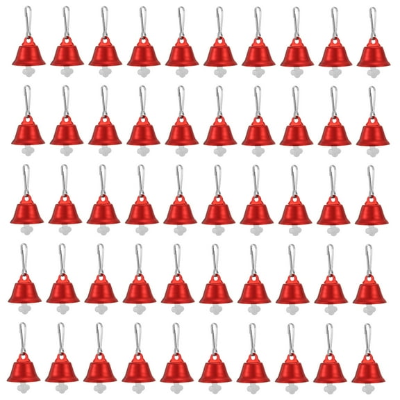 Uxcell Jingle Bells 1" Metal Hanging Bells with 0.9" Spring Hooks, Red 50Pack