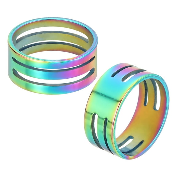 Uxcell Jump Ring Opening Tool, 17mm Stainless Steel Jump Ring Opener Circle Split Opening Closing Finger Tool for Jewelry Making Supplies Craft Projects(Multicolor, Pack of 2)