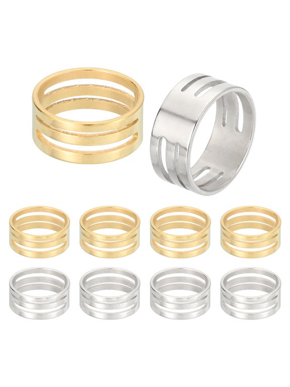 Jump Ring Opening Tool, 17mm Stainless Steel Jump Ring Opener Circle Split Opening Closing Finger Tool for Jewelry Making Supplies Craft Projects(Silver Gold, Pack of 10)