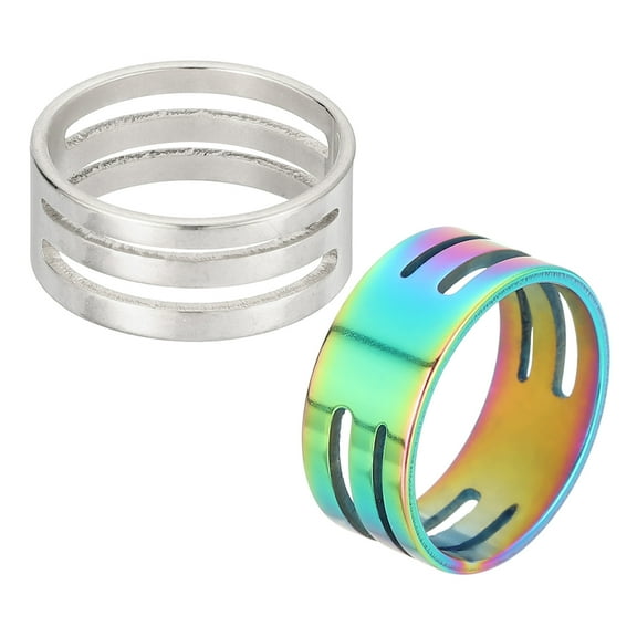 Uxcell Jump Ring Opening Tool, 17mm Stainless Steel Jump Ring Opener Circle Split Opening Closing Finger Tool for Jewelry Making Supplies Craft Projects(Silver Multicolor, Pack of 2)