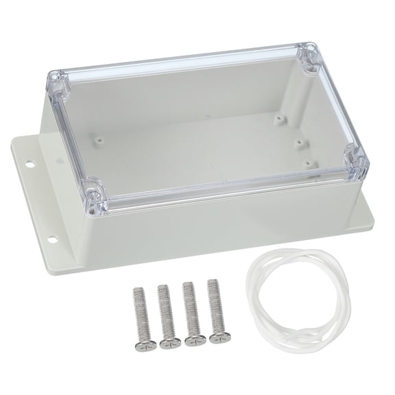 Uxcell Junction Box, Electrical Enclosure Box ABS Plastic Waterproof Outlet Plug Cover Cord Protector with Mounting Plate for Outdoor Indoor Electric Projects White/Transparent 200 x 120 x 75 mm