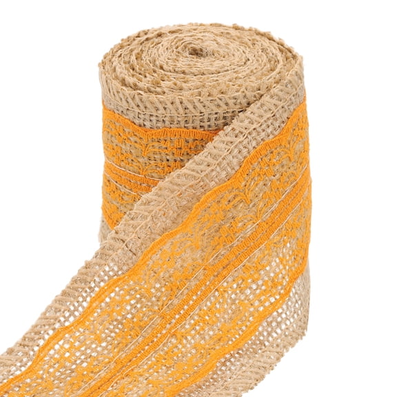 Uxcell Jute Lace Ribbon, 2.18 Yard Burlap Wrapping Ribbon for Wedding Party Decoration, Orange