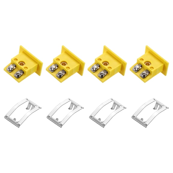 Uxcell K Type Panel Mount Thermocouple Female Mini Socket High Temp 220C for Wire Connectors Male Plug Yellow 4pcs