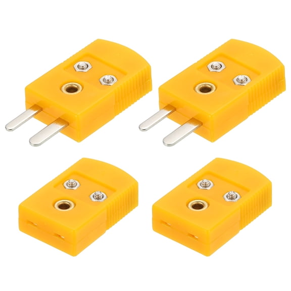 Uxcell K Type Thermocouple Wire Connectors Female Male Plug Adapter High Temperature 120C(248F) for Thermocouple Sensor Probe Dark Yellow 2 Set